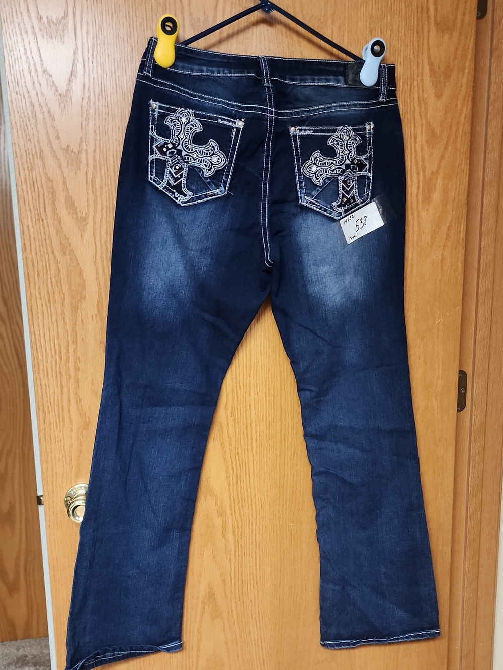 Indigo brands Dark Jeans with Embroidered Cross Pockets 14x32 number 538 - Picture 2 of 8